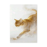 Cat Surreal Wall Art Print – Glittering Gold and White Mist Print