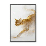 Cat Surreal Wall Art Print – Glittering Gold and White Mist Print