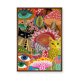 Cats and Florals Maximalist Wall Art Print – Polka Dot Collage Print
