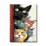 Cats Pop Art Wall Art Poster – Colorful Wide-Eyed Cats Peeking