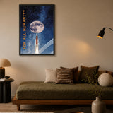 Celestial Typography Modern Wall Art Poster – Rocket Moon Launch Print