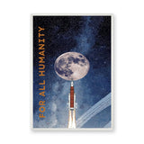 Celestial Typography Modern Wall Art Poster – Rocket Moon Launch Print