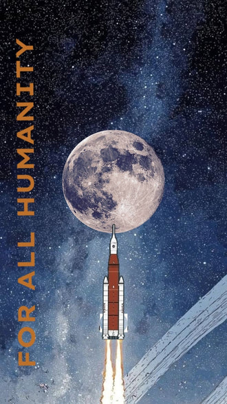 Celestial Typography Modern Wall Art Poster – Rocket Moon Launch Print