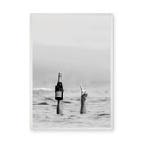 Champagne Ocean Surreal Wall Art Poster – Black and White Peace Swim