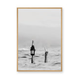 Champagne Ocean Surreal Wall Art Poster – Black and White Peace Swim