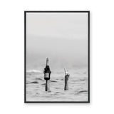 Champagne Ocean Surreal Wall Art Poster – Black and White Peace Swim