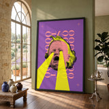 Chaos Crying Face Pop Art Wall Art Print – Purple Typography Portrait Print