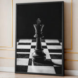Chess King Modern Minimalist Wall Art Poster – Dramatic Black-and-White Photo
