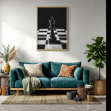 Chess King Modern Minimalist Wall Art Poster – Dramatic Black-and-White Photo