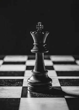 Chess King Modern Minimalist Wall Art Poster – Dramatic Black-and-White Photo