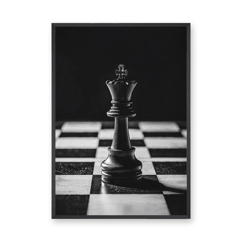 Chess King Modern Minimalist Wall Art Poster – Dramatic Black-and-White Photo