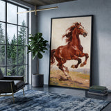 Chestnut Horse Traditional Wall Art Poster – Brown Horse in Earthy Landscape