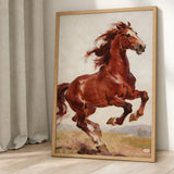 Chestnut Horse Traditional Wall Art Poster – Brown Horse in Earthy Landscape
