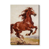 Chestnut Horse Traditional Wall Art Poster – Brown Horse in Earthy Landscape