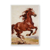 Chestnut Horse Traditional Wall Art Poster – Brown Horse in Earthy Landscape