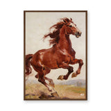 Chestnut Horse Traditional Wall Art Poster – Brown Horse in Earthy Landscape