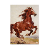 Chestnut Horse Traditional Wall Art Poster – Brown Horse in Earthy Landscape