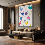Chicken Kids Wall Art Poster – Colorful Hand-Drawn Hen Pattern