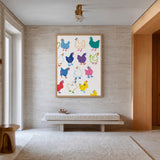 Chicken Kids Wall Art Poster – Colorful Hand-Drawn Hen Pattern