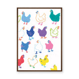 Chicken Kids Wall Art Poster – Colorful Hand-Drawn Hen Pattern