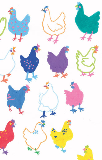 Chicken Kids Wall Art Poster – Colorful Hand-Drawn Hen Pattern