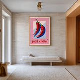 Chili Pepper Pop Art Wall Art Print – Just Chillin’ Red and Blue Peppers