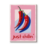 Chili Pepper Pop Art Wall Art Print – Just Chillin’ Red and Blue Peppers