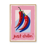 Chili Pepper Pop Art Wall Art Print – Just Chillin’ Red and Blue Peppers