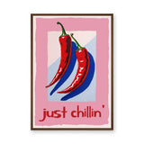 Chili Pepper Pop Art Wall Art Print – Just Chillin’ Red and Blue Peppers