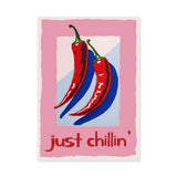 Chili Pepper Pop Art Wall Art Print – Just Chillin’ Red and Blue Peppers