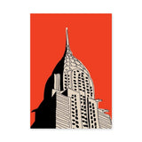 Chrysler Building Modern Line Art Wall Decor – Bold Red NYC Skyscraper