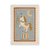 Circus Horse Nursery Wall Art Poster – Moon and Stars Kids Print