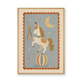 Circus Horse Nursery Wall Art Poster – Moon and Stars Kids Print