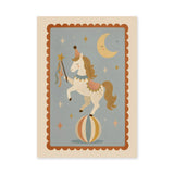 Circus Horse Nursery Wall Art Poster – Moon and Stars Kids Print