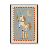 Circus Horse Nursery Wall Art Poster – Moon and Stars Kids Print