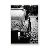 Classic Porsche 911 Vintage Wall Art Poster – Black and White Rear View