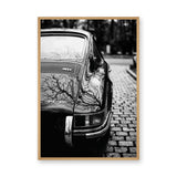 Classic Porsche 911 Vintage Wall Art Poster – Black and White Rear View