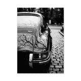 Classic Porsche 911 Vintage Wall Art Poster – Black and White Rear View