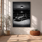 Classic Porsche 911 Vintage Wall Art Print – Black and White Garage Photo