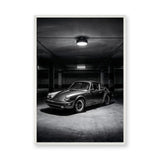 Classic Porsche 911 Vintage Wall Art Print – Black and White Garage Photo