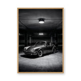 Classic Porsche 911 Vintage Wall Art Print – Black and White Garage Photo