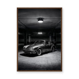 Classic Porsche 911 Vintage Wall Art Print – Black and White Garage Photo