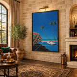 Coastal Convertible Retro Wall Decor – Palm-Lined Ocean Drive