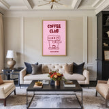 Coffee Club Typography Wall Decor – Pink Espresso Machine Print