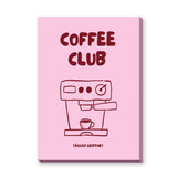Coffee Club Typography Wall Decor – Pink Espresso Machine Print
