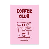 Coffee Club Typography Wall Decor – Pink Espresso Machine Print