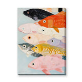 Colorful Fish Coastal Wall Art Print – Painted School on Light Blue