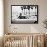 Convertible Coastal Vintage Wall Art Print – Black and White Ocean Road Drive