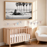 Convertible Coastal Vintage Wall Art Print – Black and White Ocean Road Drive