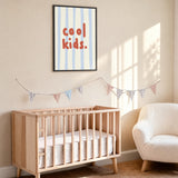 Cool Kids Typography Wall Decor – Red Text on Blue Stripes